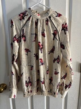 Anthropologie Vintage high neck Bird Blouse S